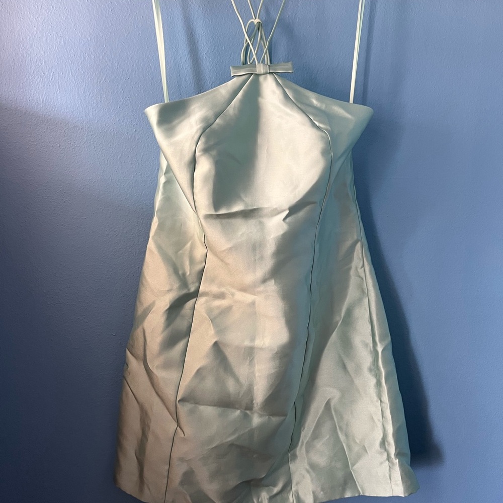 Hutch Satin Halter Mini Dress in Light Mint